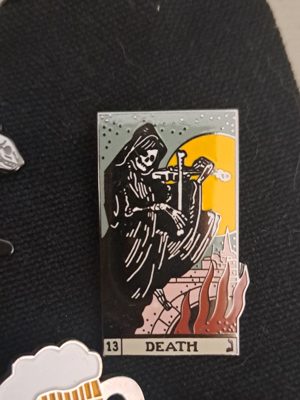 Tarot Death Enamel Pin — Black, Yellow, Gray